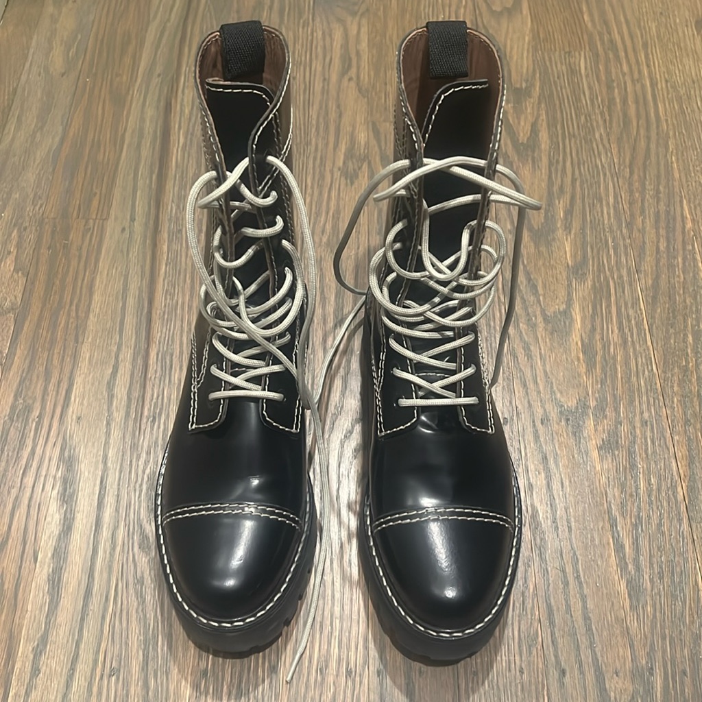 Alexa Chung Lace Up Black Military Boots